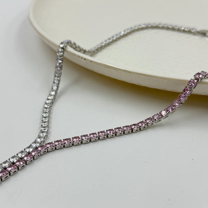 Pink Necklace - Women's Diamond Necklace Stainless Stell