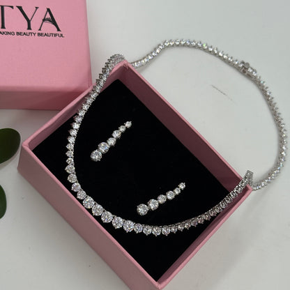 Diamond Necklace Set For Women - Real Silver