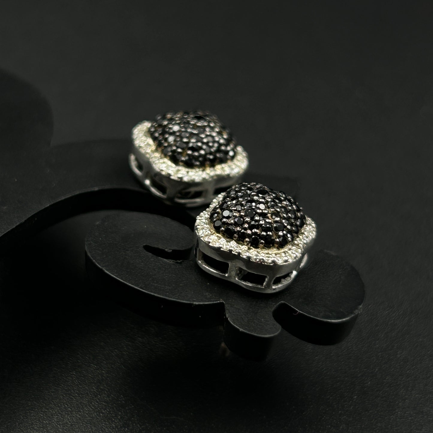 Black Diamond Earrings - Pure Silver