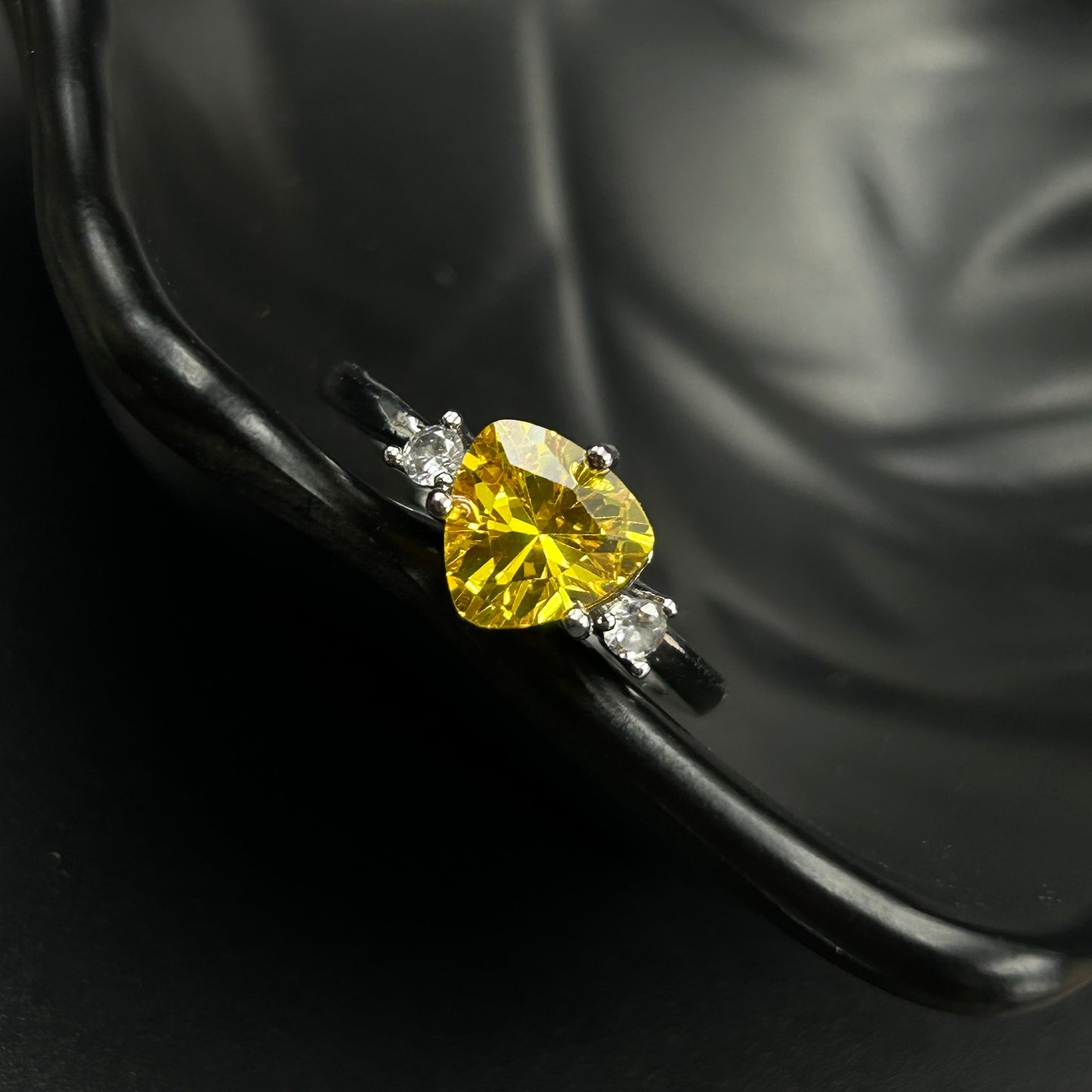 Women’s Yellow Diamond Ring 18k Gold Plated