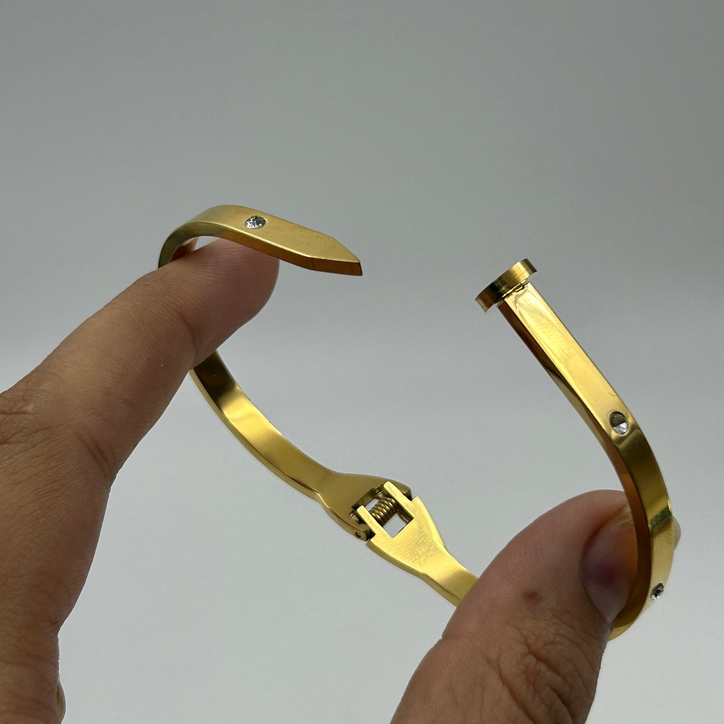 Diamond 18k Yellow Gold Plated Nail Bracelet/Kada