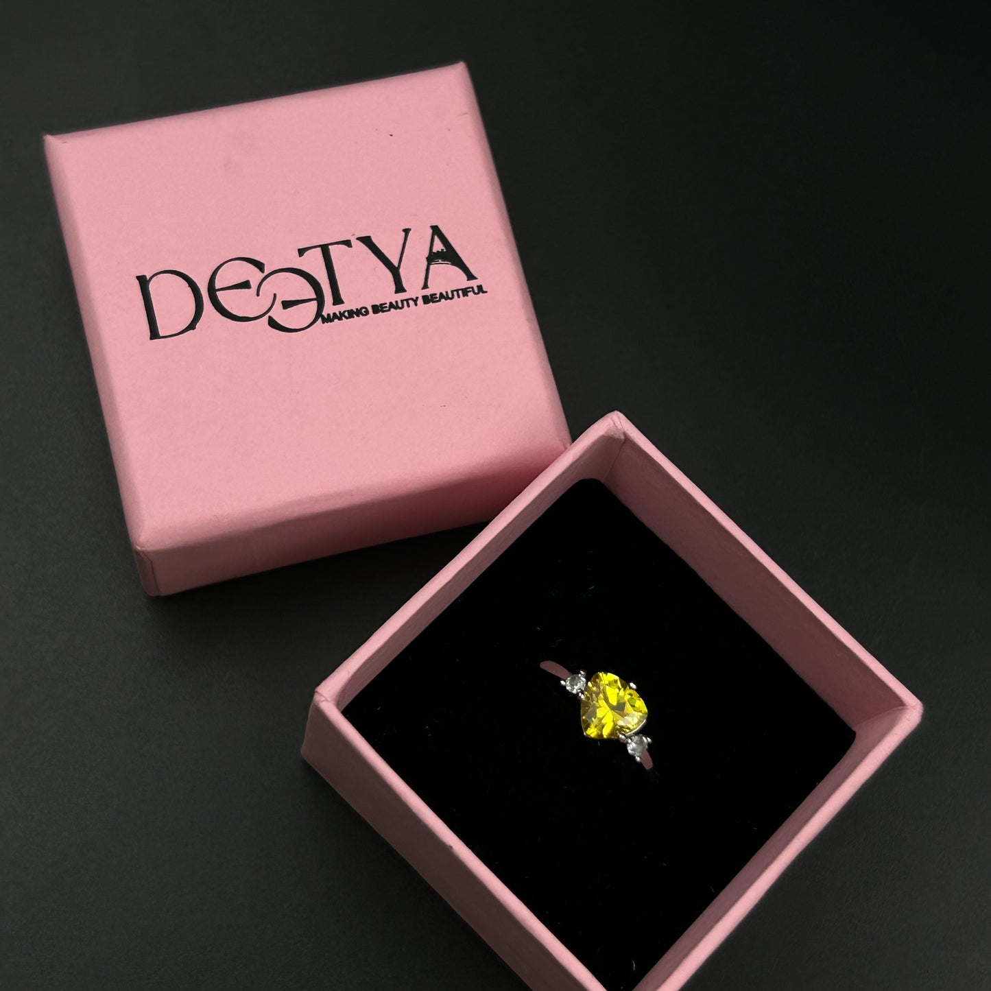 Women’s Yellow Diamond Ring 18k Gold Plated