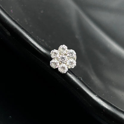 Silver Nose Pin - Flower Nose Pin