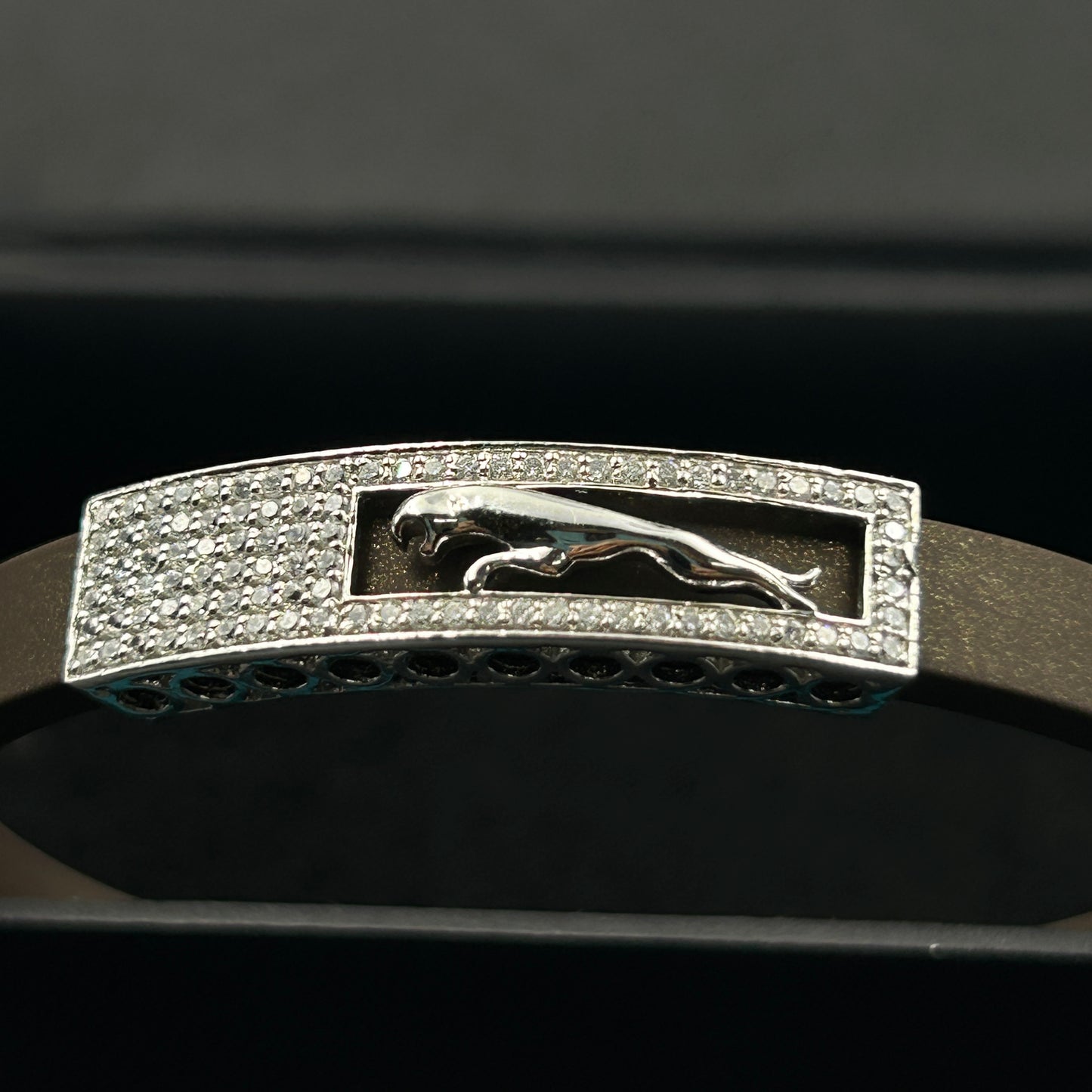 Pure Silver Couple Bracelet/Band - Brown Band