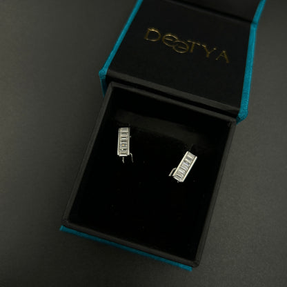 White Gold Bali Type Earring - Pure Silver
