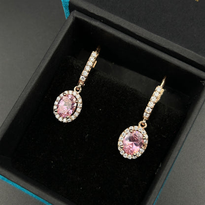 Morganite Diamond Earring - Pure Silver