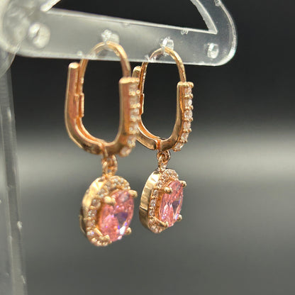 Morganite Diamond Earring - Pure Silver