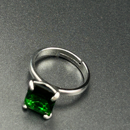 Women’s Green Diamond Ring 18k White Gold Plated