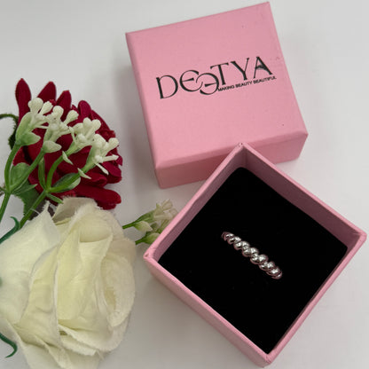 Beaded Ring 18k White Gold Plated
