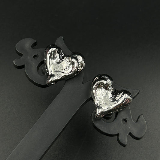 18K White Gold Plated HEART Earrings
