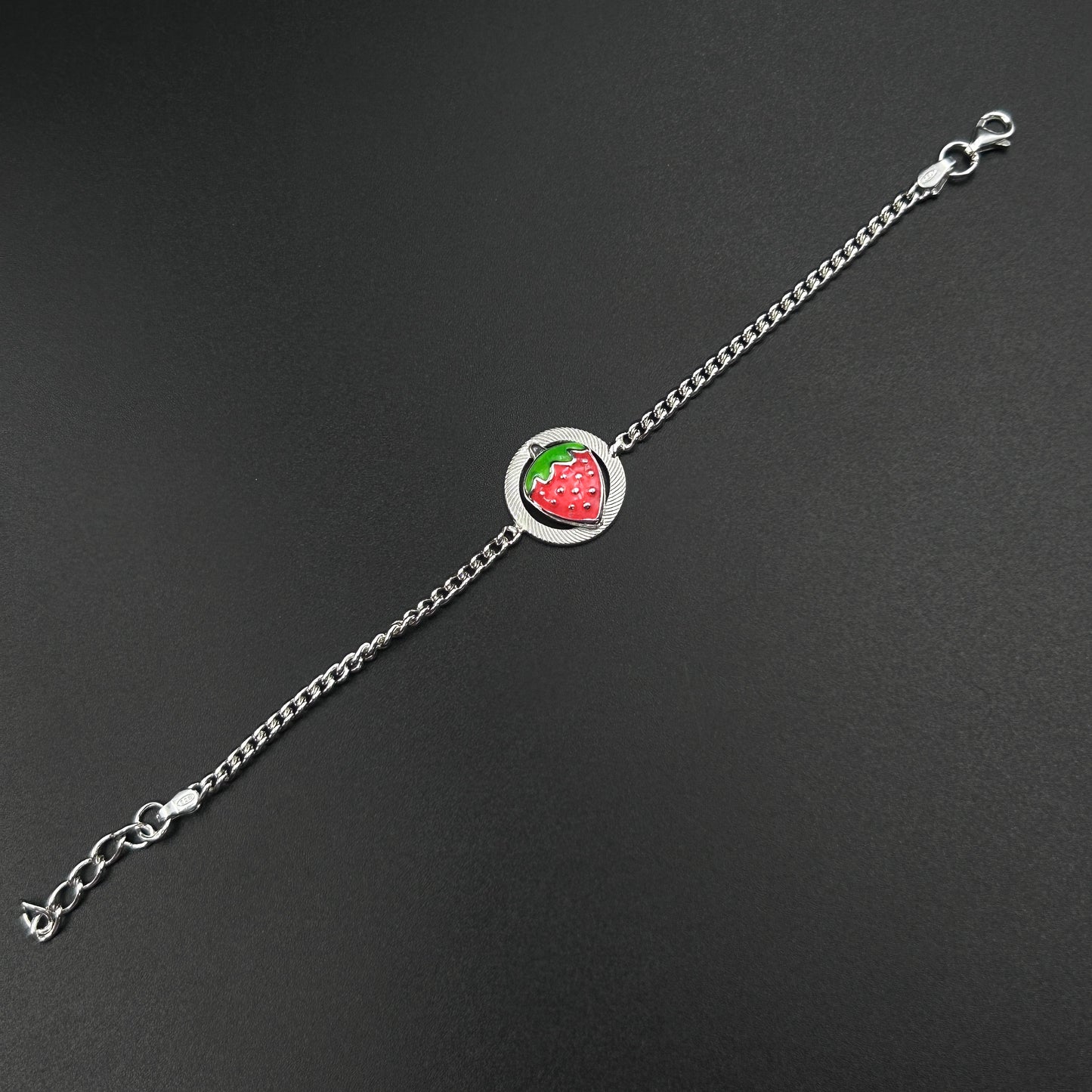 Silver Strawberry Bracelet for Kids 5.5"