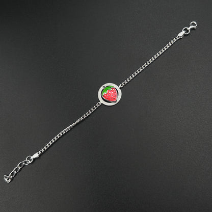 Silver Strawberry Bracelet for Kids 5.5"