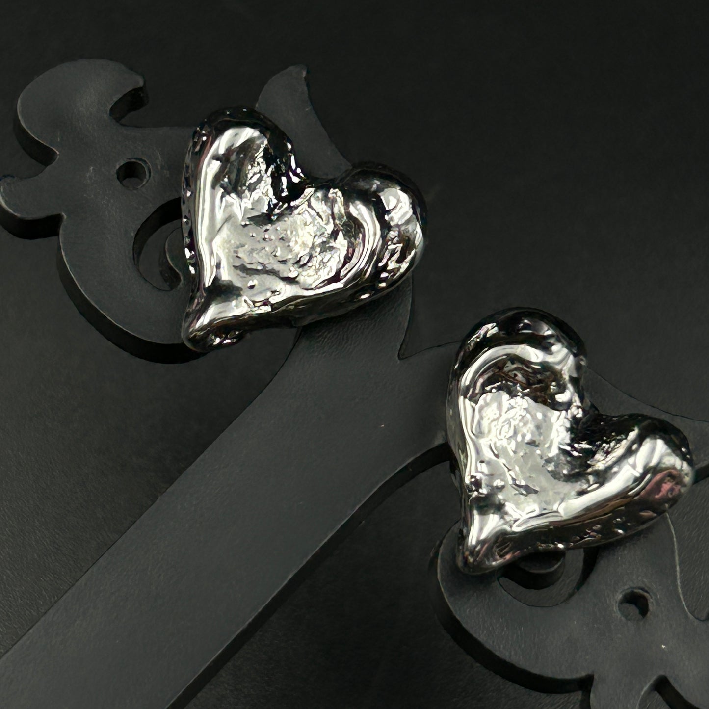 18K White Gold Plated HEART Earrings