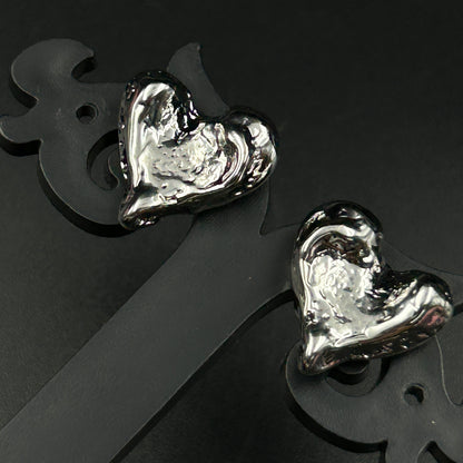 18K White Gold Plated HEART Earrings