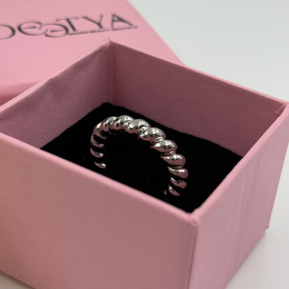 Beaded Ring 18k White Gold Plated