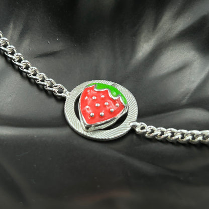 Silver Strawberry Bracelet for Kids 5.5"