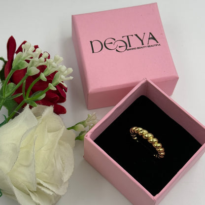 Beaded Ring 18k White Gold Plated