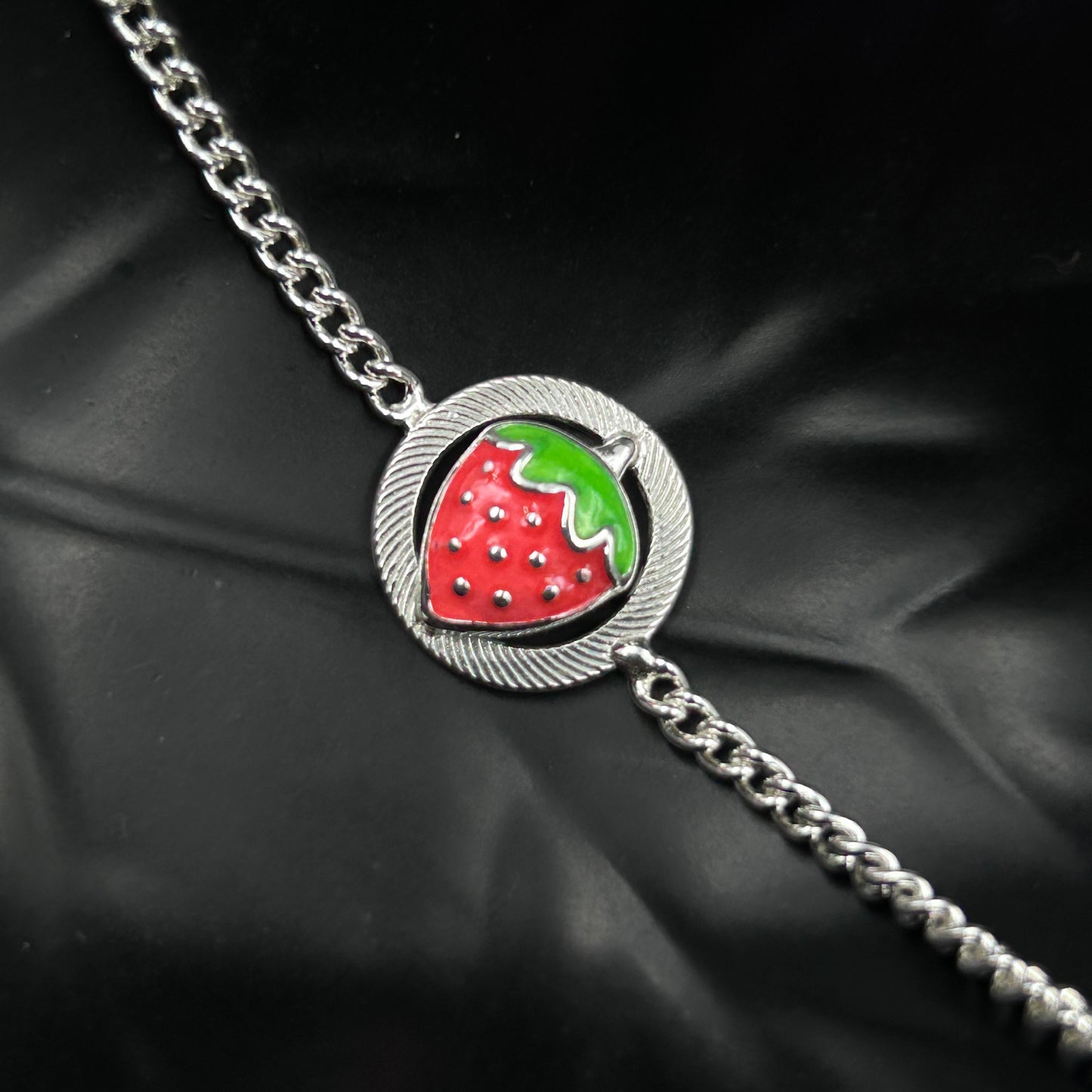 Silver Strawberry Bracelet for Kids 5.5"