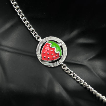 Silver Strawberry Bracelet for Kids 5.5"