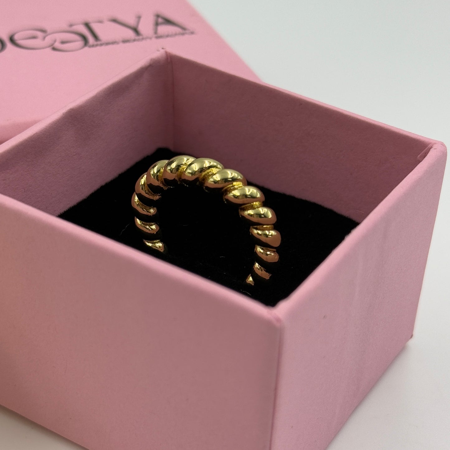 Beaded Ring 18k White Gold Plated