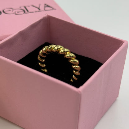 Beaded Ring 18k White Gold Plated