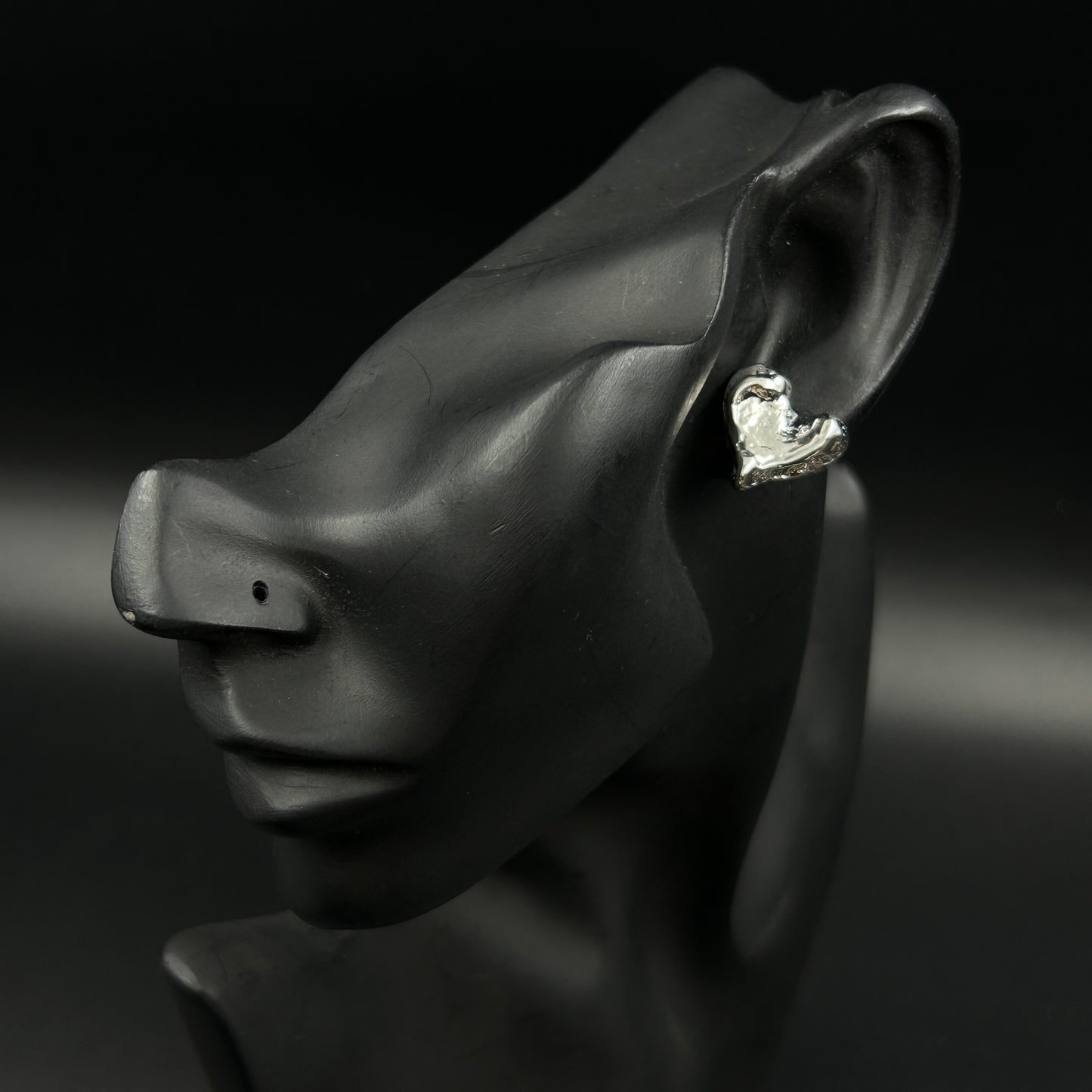 18K White Gold Plated HEART Earrings