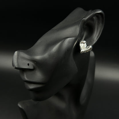 18K White Gold Plated HEART Earrings