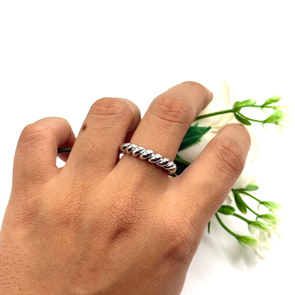 Beaded Ring 18k White Gold Plated
