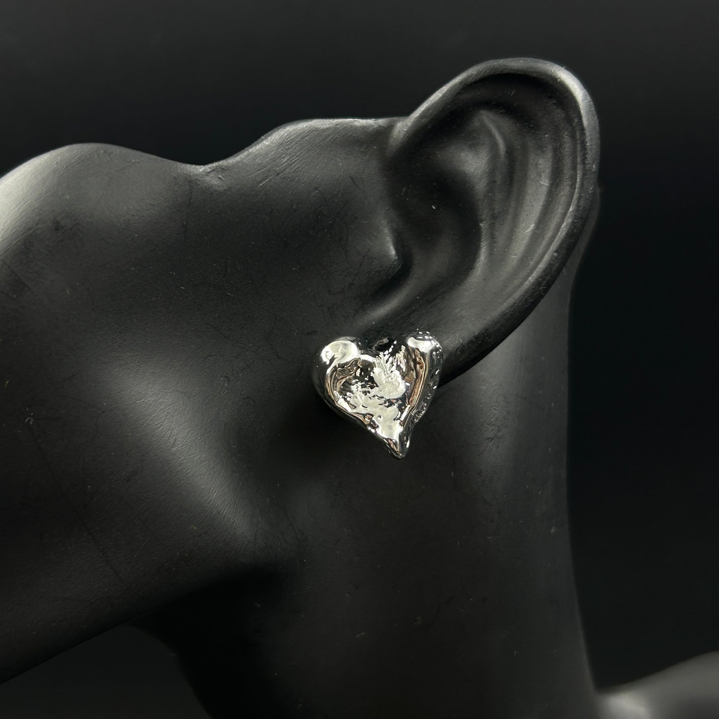 18K White Gold Plated HEART Earrings