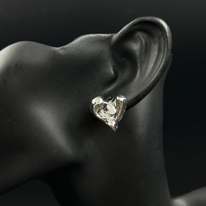 18K White Gold Plated HEART Earrings