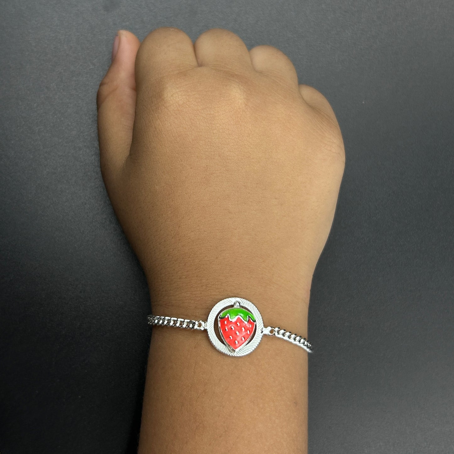 Silver Strawberry Bracelet for Kids 5.5"