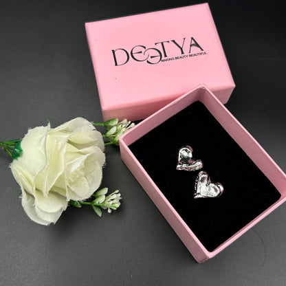 18K White Gold Plated HEART Earrings
