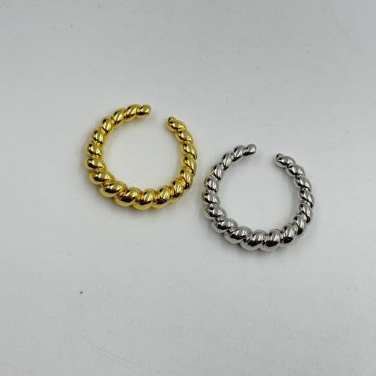 Beaded Ring 18k White Gold Plated