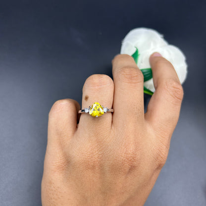 Women’s Yellow Diamond Ring 18k Gold Plated