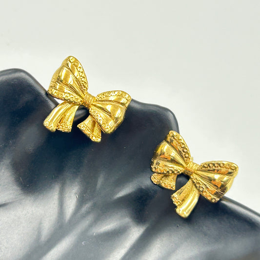 18K yellow Gold Plated Minimal BOW earrings
