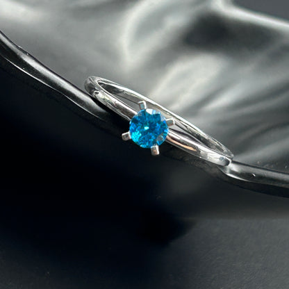 Blue Stone Minimal Ring - Pure Silver