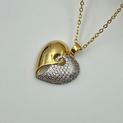 Two tone Heart Necklace 18k gold plated