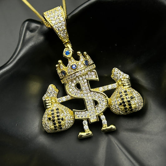 Men's Iced Out DOLLOR Pendant and Chain