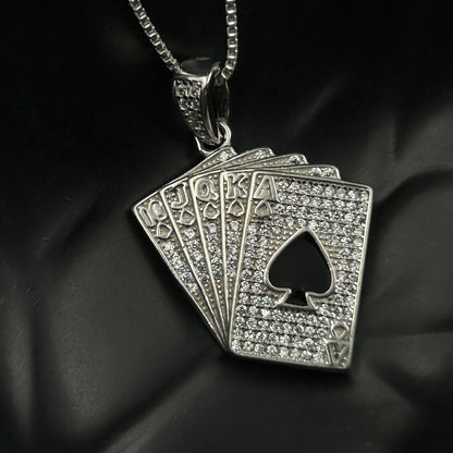 CARD Pendant and Chain - Silver Pendant for Men