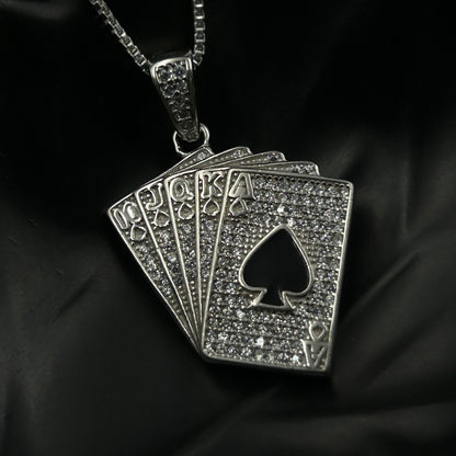 CARD Pendant and Chain - Silver Pendant for Men