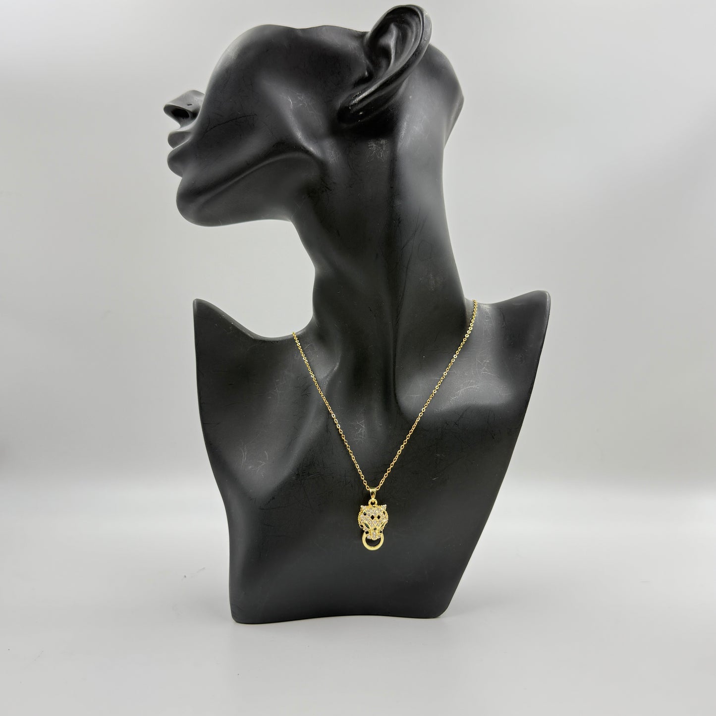 Diamond Panther face Necklace - Stainless Steel