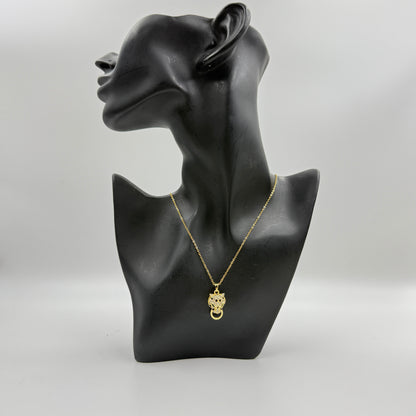 Diamond Panther face Necklace - Stainless Steel