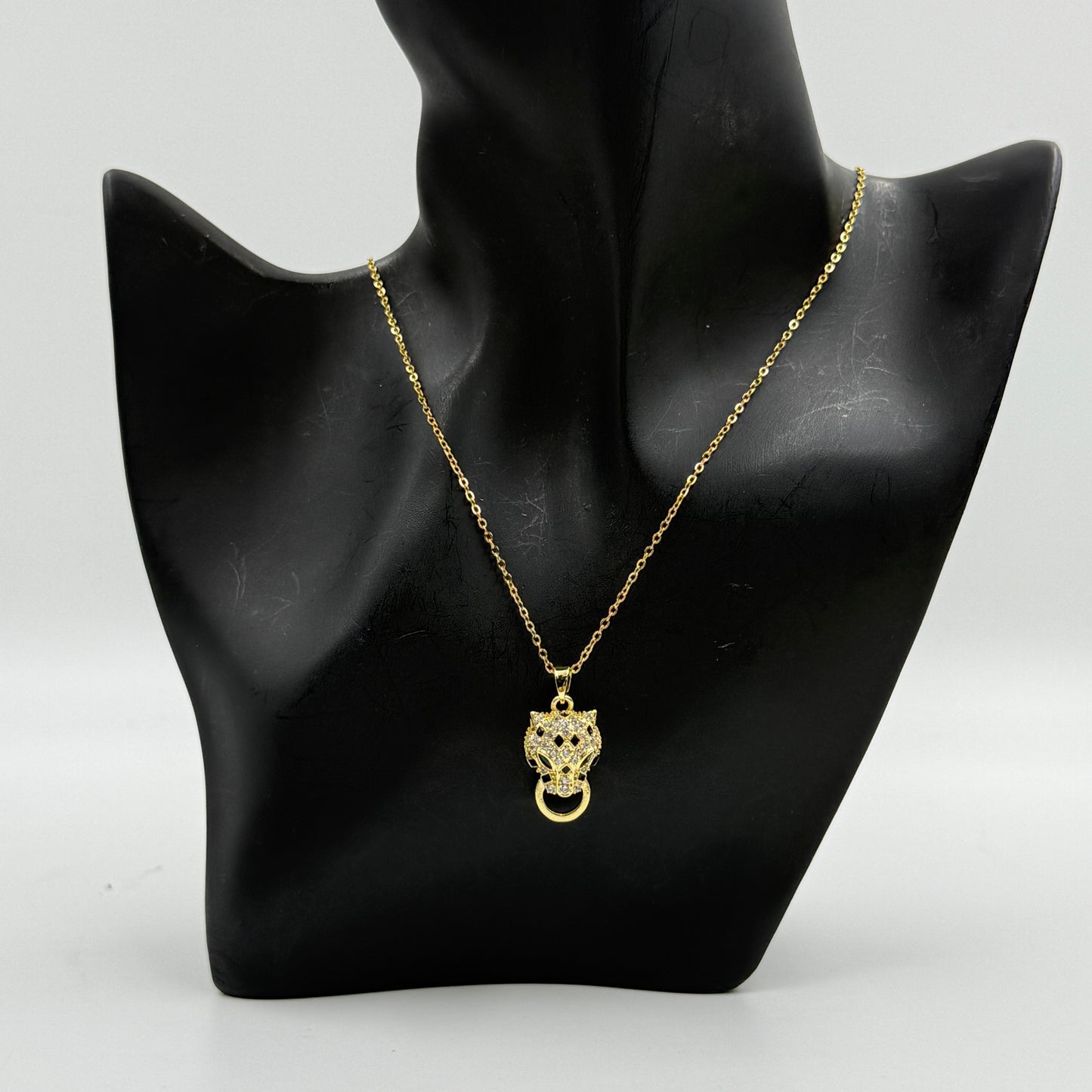 Diamond Panther face Necklace - Stainless Steel