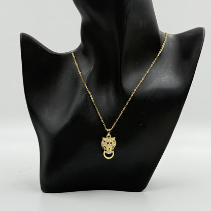 Diamond Panther face Necklace - Stainless Steel