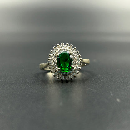 Silver Ring - Green Diamond Ring for Women