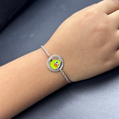 Sterling Silver Bird Cartoon Bracelet for Kids 5.5"