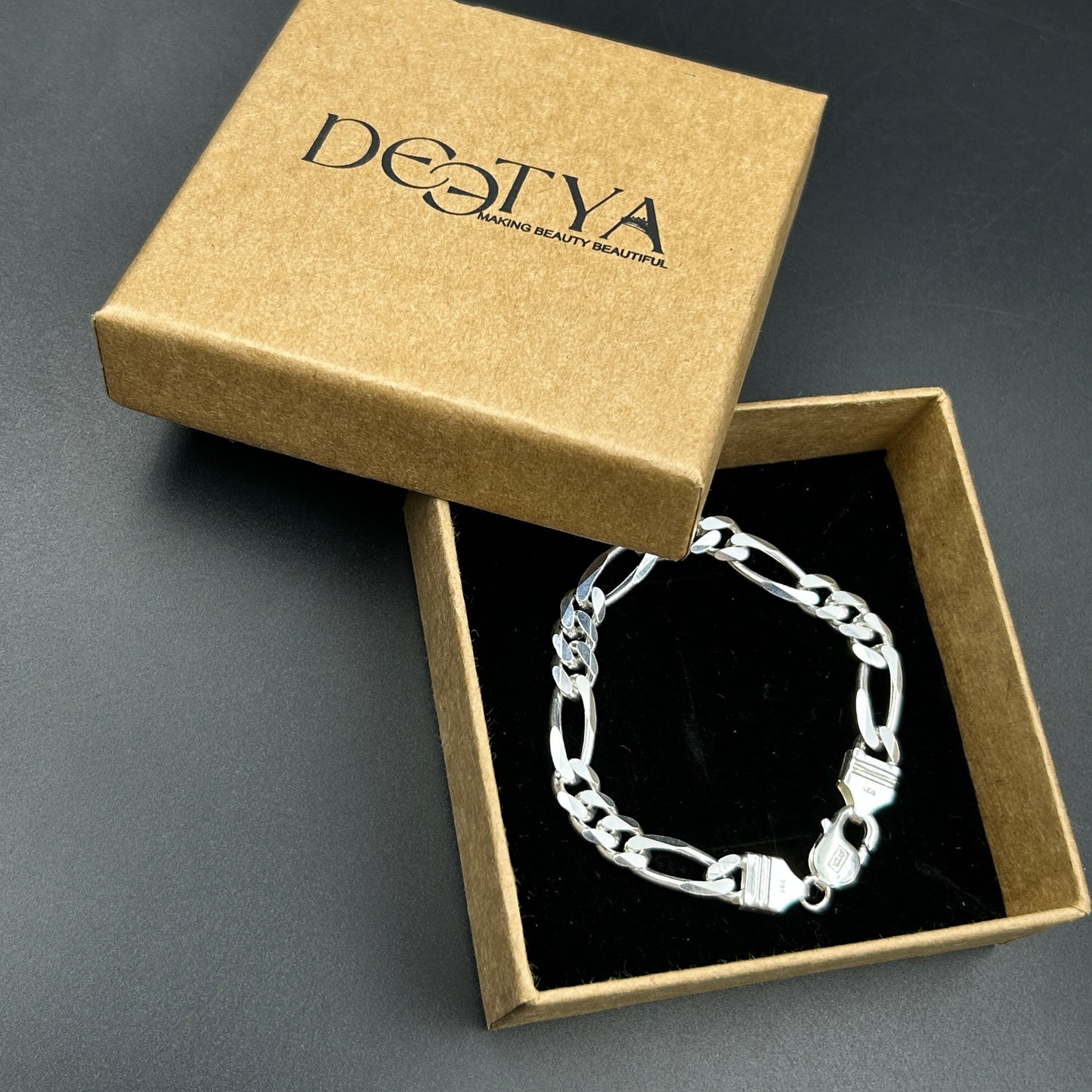 925 Sterling Silver Cuban Link Bracelet for Men 7.5''