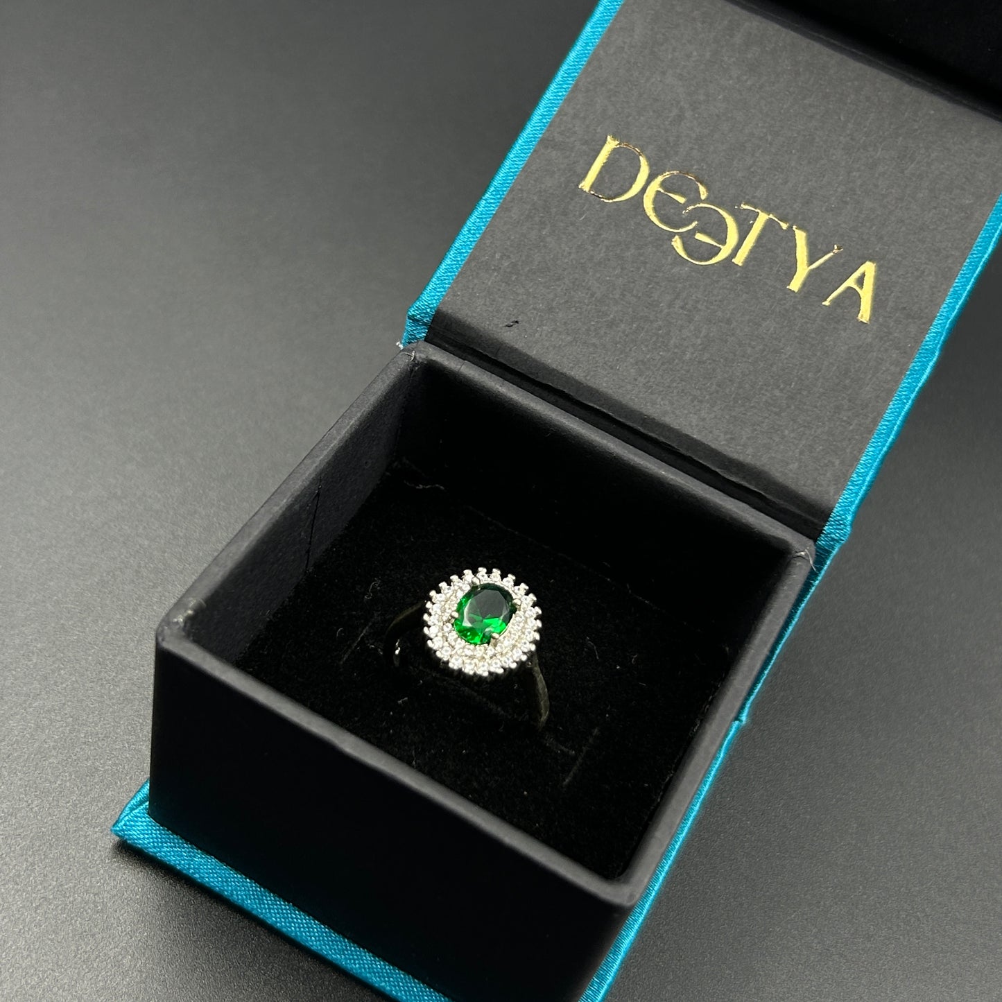 Silver Ring - Green Diamond Ring for Women