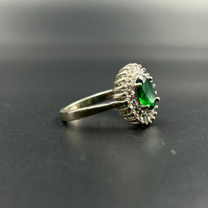 Silver Ring - Green Diamond Ring for Women