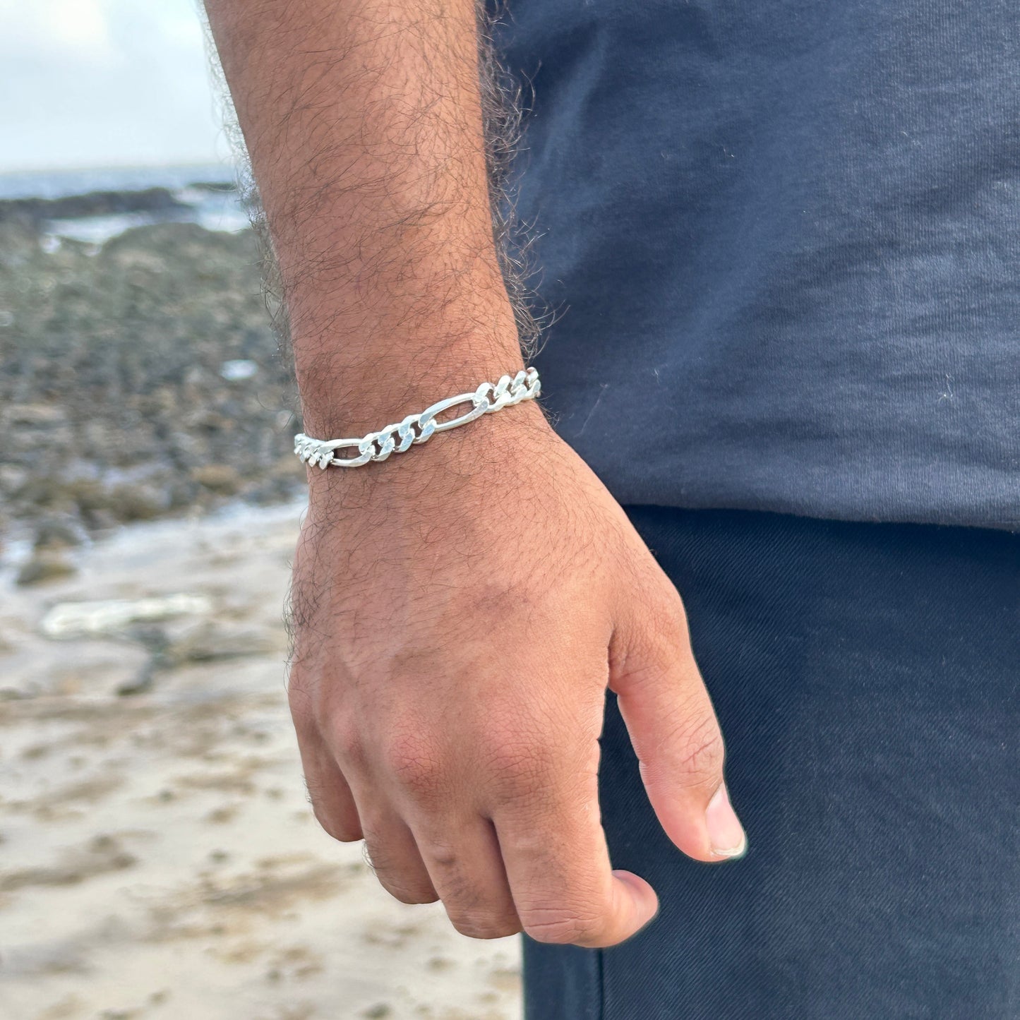 925 Sterling Silver Cuban Link Bracelet for Men 7.5''